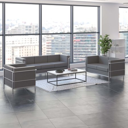 FLASH FURNITURE HERCULES Regal Series Reception Set in Gray LeatherSoft ZB-REGAL-810-SET-GY-GG